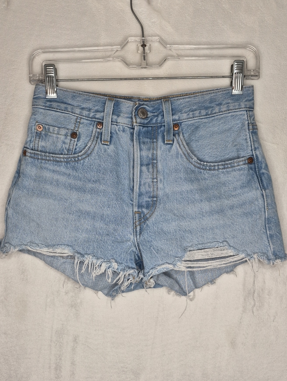 Levi's Premium 501 Original High-Rise Distressed Denim Shorts - Light Wash 24